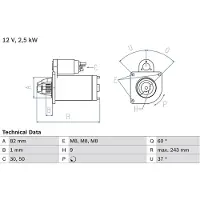 Bosch Startmotor 0 986 021 640 Bosch voor o.a. CITROEN, FIAT, PEUGEOT
