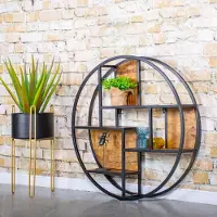Gister&Vandaag Wandrek Zen Ø80 of Ø100cm | 4 planken, Rond, Wandrek Zen Ø80 cm | 4 planken