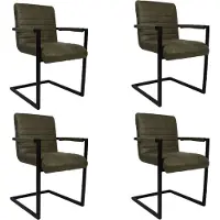 Bronx71 Industriële eetkamerstoel Block olijfgroen eco-leer - Eetkamerstoelen set van 4 - stoel