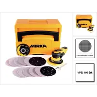 Mirka DEROS-Kit Abranet 5650CV Exzenterschleifer 350W 125mm/150mm 5,0 Hub Brushless + 150 Stk. Schleifscheiben Grip versch. Körnungen + systainer ( KIT1904WOMDE )