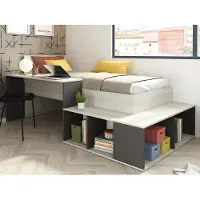 Vente-unique Combinatiebed hout antracietgrijs 90 x 200 cm