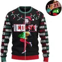 JAP Christmas Interactieve Kersttrui (maat 4XL) - 100% Gerecycled - Kriebelt niet - Kerstcadeau volwassenen - Foute Kersttrui dames en heren XXXXL - Naughty/Nice - Zwart