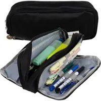Maaleo 24476 Schoolpennenhouder, drievoudig, 3-in-1, zwart