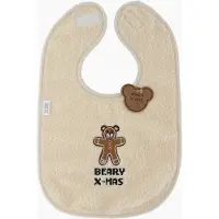 Vib - Slabbetje luxe velours - teddy beige 'BEARY X-MAS' - Babykleertjes - Slabbetjes - zwangerschap aankondiging - baby aankondiging