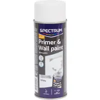 Spectrum - 2 in 1 Spuitbus - spuitverf - primer en muurverf all-in-one - wit - 400 ml