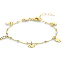 New Bling - 9NB-1416 - zilveren armband met geluk bedels - 925 sterling silver - gold plated