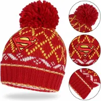 Sarcia.eu SUPERMAN Wintermuts met pompon, rood en geel