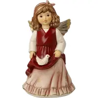 Goebel - Kerst | Decoratief beeld Engel van de Vrede Rood | Aardewerk - 14cm