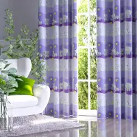 Wisan Dierentuin - Gordijnen: 2 stuks van 150 x 235 cm - Kinderkamer gordijn van stof met dierenmotieven- paars- 150 x 235 cm