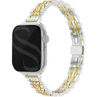 Selencia Slim Steel Jubilee Inspired schakelbandje voor de Apple Watch | 38/40/41/42 mm - Zilver & Goud