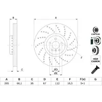 Bosch Remschijf 0 986 479 F55 voorkant, geventileerd, sterk gecarboniseerd, 1 Stuk