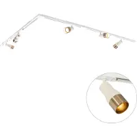 QAZQA Modern railsysteem met 5 spots beige met goud 1-fase - Iconic Kohua