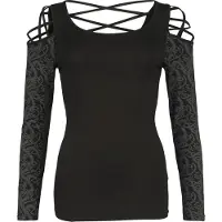 Black premium by emp Shirt met lange mouwen - Longsleeve with Cold-Shoulder Detail - S tot XXL - voor Vrouwen - zwart - Maat M