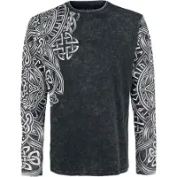 Black premium by emp Shirt met lange mouwen - Black Long-Sleeve Shirt with Wash and Print - S tot 5XL - voor Mannen - zwart - Maat L