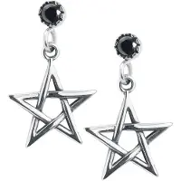 EtNox - Gothic Oorstekerset - Pentagram oorknopjes - voor Vrouwen - zilverkleurig - Maat Standard