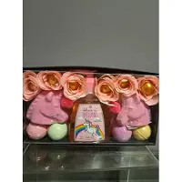 Accentra geschenk set kinderen - believe in unicorns - bruisballen - vloeibare zeep - badparels - zeeproosjes - roze - goud
