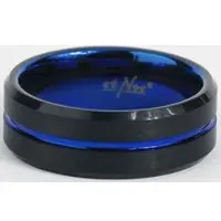 EtNox Ring - Blue Line - zwart-blauw - Maat 56