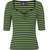 Hell Bunny - Rockabilly Shirt met lange mouwen - Warlock Top - XS tot XL - voor Vrouwen - groen-zwart - Maat S