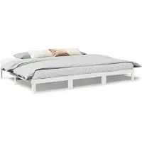 vidaXL Bedframe Family zonder matras 270x200 cm massief grenenhout wit