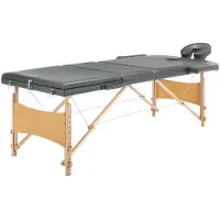 vidaXL Massagetafel met 3 zones 186x68 cm houten frame antraciet