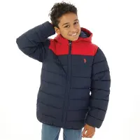 U.S. POLO ASSN. Jongens Kleurblok Juk Pufferjas Marine Blazer