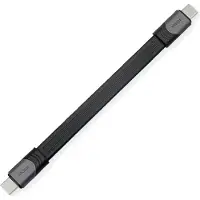 Roline USB4 Gen3x2 kabel, C-C, M/M, 8K UHD-2, 40Gbit/s, 100W, extra plat, zwart, 15 cm