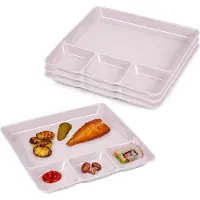 PlasticForte Vakjesborden - 4x stuks - roze - gourmetbord - 4-vaks - kunststof - 26 x 24 cm - fonduebord