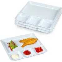 PlasticForte Vakjesborden - 8x stuks - wit - gourmetbord - 4-vaks - kunststof - 26 x 24 cm - fonduebord
