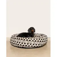DOGGUO hondenmand RETRO-WAVE-ROUND-BED-BEIGE/BLACK-M
