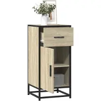 vidaXL Dressoir 35,5x35x76 cm bewerkt hout en metaal sonoma eikenkleur