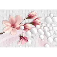 Karo-art 416cm X 254cm - Fotobehang - Prachtige Magnolia, 3D look, te koop in 11 maten, Premium Print, incl behanglijm