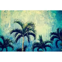 Karo-art 405cm X 270cm - Fotobehang - Palmbomen in Grunge stijl, Vintage, 11 maten, Prachtig aan je muur, inclusief behanglijm