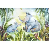 Karo-art Fotobehang Neushoorn Voor Kinderen - Vliesbehang - 312 x 219 cm