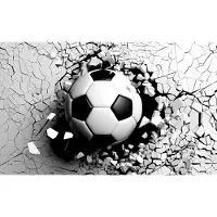 Karo-art Fotobehang Voetbal - Effect 3D - Vliesbehang - 312 x 219 cm