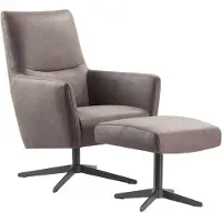 Profijt Meubel Draaifauteuil Varne microleder bruin met voetenbank basic comfort
