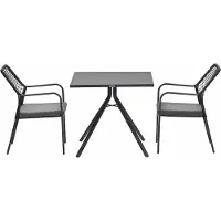 Garden Impressions Ross tuinset zwart 3-delig - Rimini tuintafel 80x80 cm