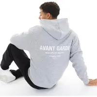 Avant Garde Heren Zip Hoodie Lichtgrau Melange