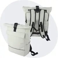 Voltano Luxe E-bike Rolltop Fietstas / Rugtas 28L - Crème - Enkele Pakaftas - 100% Waterdicht