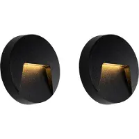 QAZQA Set van 2 zwarte ronde buitenwandlampen incl. LED IP65 - Gem