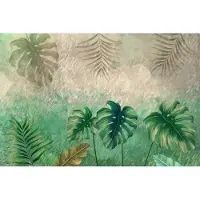 Karo-art 312cm X 219cm - Fotobehang - Tropische planten op een abstracte achtergrond, 11 maten, prachtig behang, inclusief behanglijm