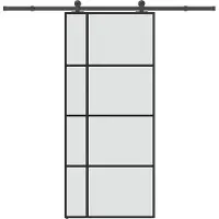 vidaXL Schuifdeur met beslag 90x205 cm ESG-glas en aluminium