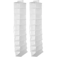 Kipit Kledingkast organizer - 2x - 10 vaks - wit - 15 x 28 x 118 cm - ruimtebesparend/hangend