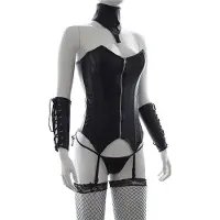 Vscnovelty BDSM - sexy Bodystocking set - Roleplay - SM - Fetish - PU-leer - Zwart