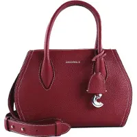 Coccinelle Leren Schoudertas Handtas Lord Handbag Grained Leather Sangria (rood)paars