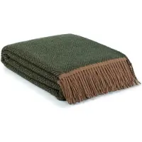 Most - Wollen plaid Venezia leaf - 100% Nieuw-Zeelandse wol - 140 x 200 cm - groen-bruin