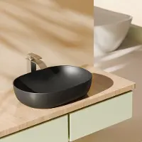 Emke Opzetwastafel - Keramiek - Mat Zwart - 60x41.5x13.5 cm - Badkamer Wasbak