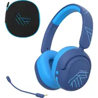 PowerLocus Lion - Koptelefoon kinderen - Kinder Koptelefoon Draadloos - Active Noise Cancelling - Volumelimiet 74/85/94 dB - Boom Microfoon voor Gaming - 70 Uur batterijduur - Blauw