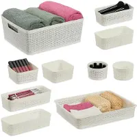 Relaxdays lade organizer - 10-delige set - kunststof - versch. groottes - mandjes - wit
