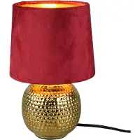TRIO REALITY SOPHIA - Tafellamp - Goud - excl. 1x E14 40W - Snoerschakelaar - Rode kap