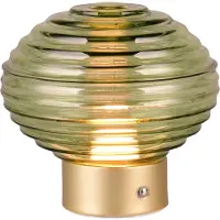 TRIO Oplaadbare tafellamp Earl messing met groen glas